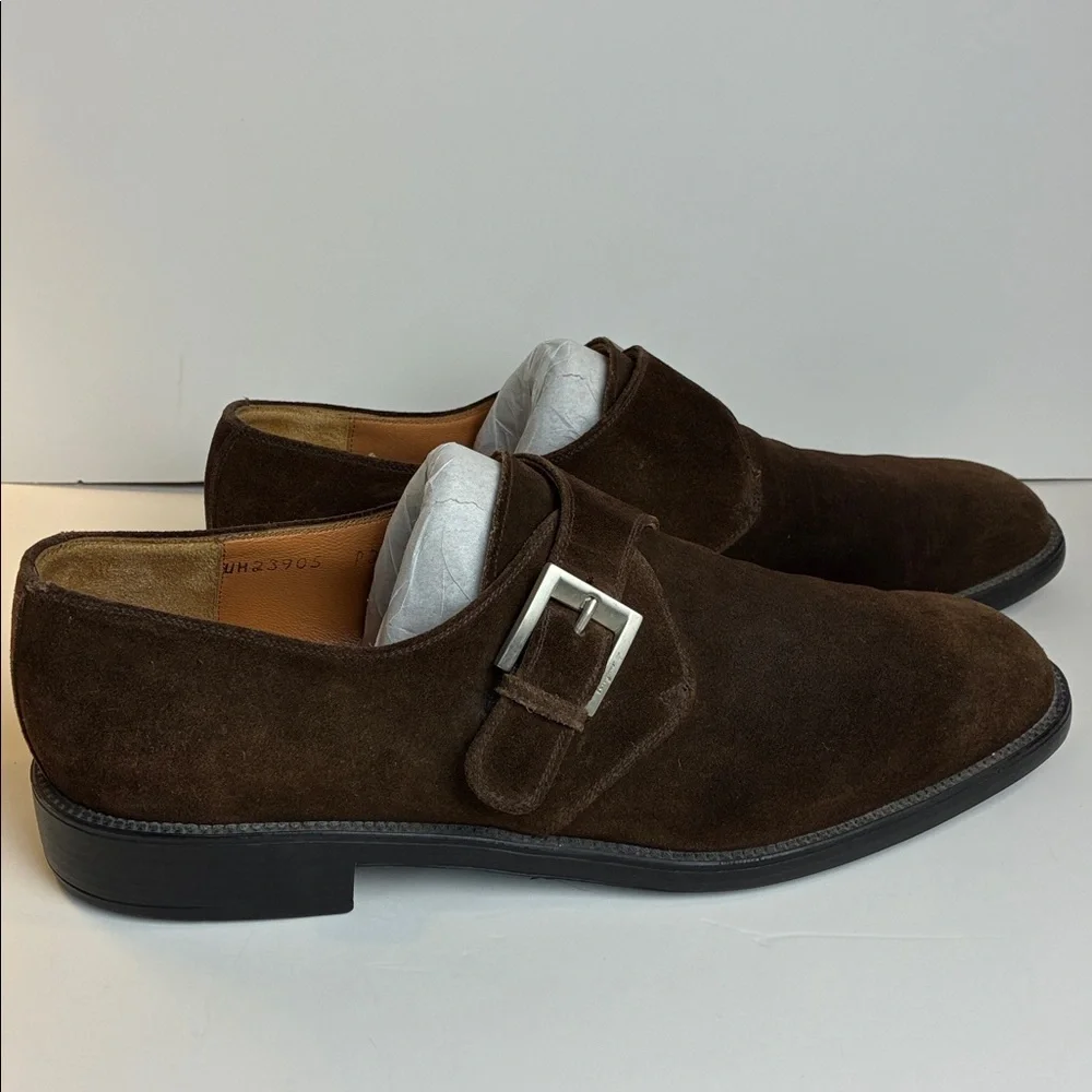 Salvatore Ferragamo Loafers 9.5 EU43.5 Suede Leather Monk Straps Shoes Italy